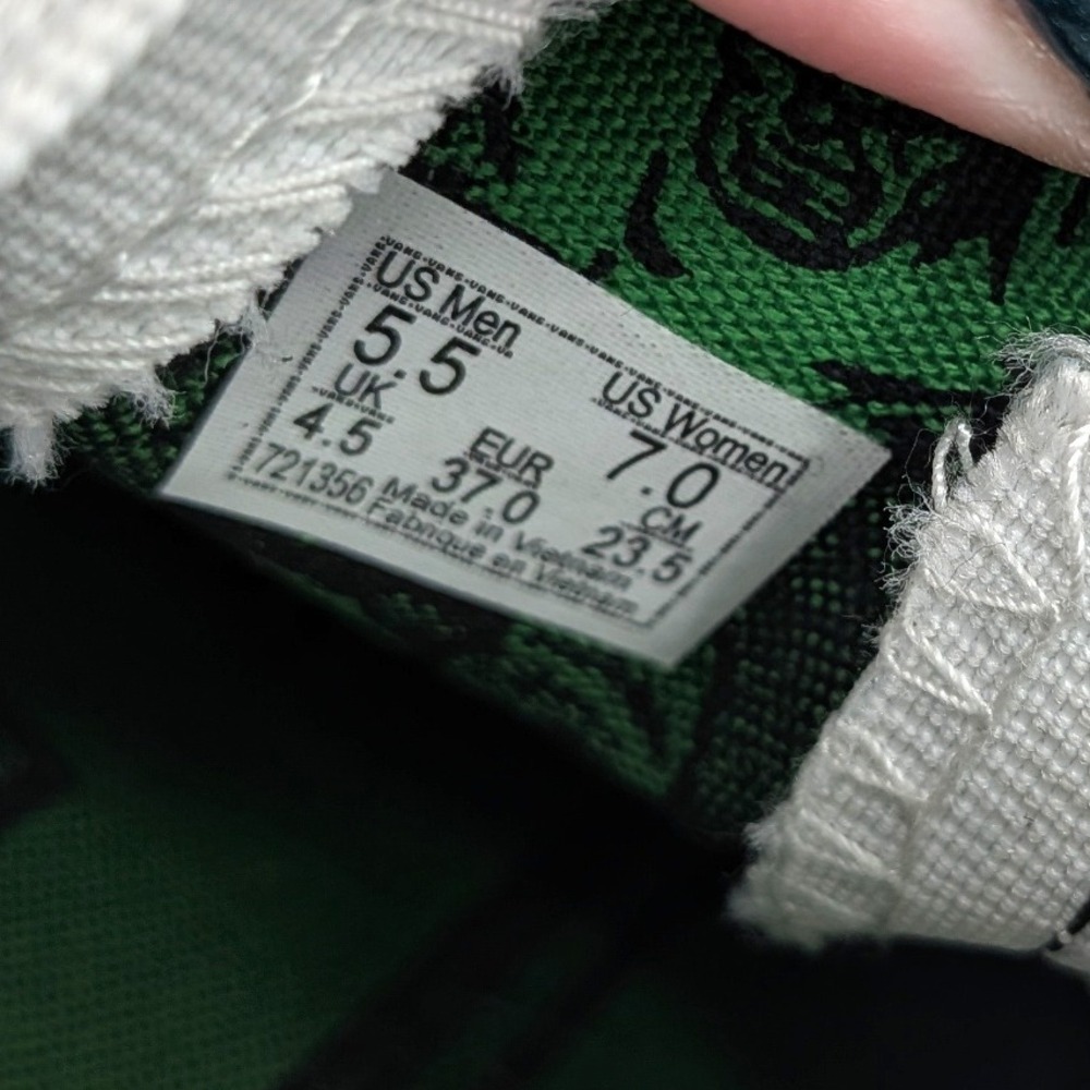 Vans Slip-On Sneakers Black White Green Checkerboard Graphic - Picture 10 of 10